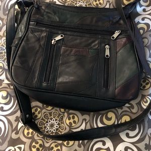 Leather vintage multi coloured handbag